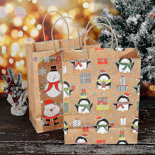 12 Pieces Christmas bags Gift bags Kraft paper Party bags Christmas bags Paper Y