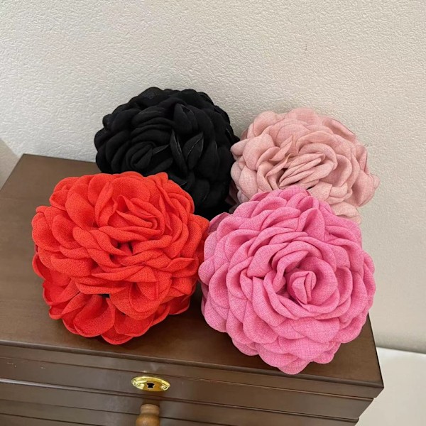 Ros Krabba Blomma Hårklämma ROSRÖD 9CM rosenröd rose red 9cm