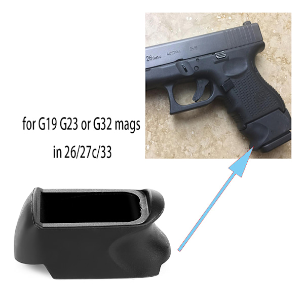 Magasinadapterhylsegrep for Glock 26 27C Bruk G19 G23 G32 Y Black