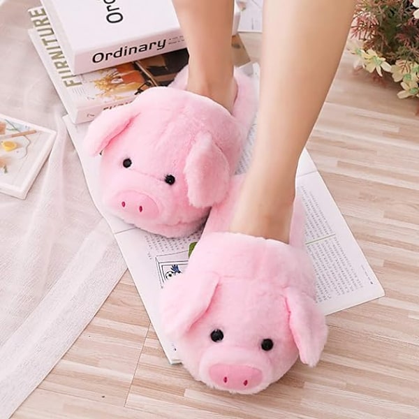 Damtofflor Söta Gris Tofflor Cartoon Tofflor Djur Tofflor Varma Tofflor sjx Storlek 36-44 lika Pink A