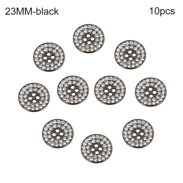 Metall Rhinestone Knapper Skjorteknapper SVART 23MM10STK 10STK svart black 23MM10pcs-10pcs