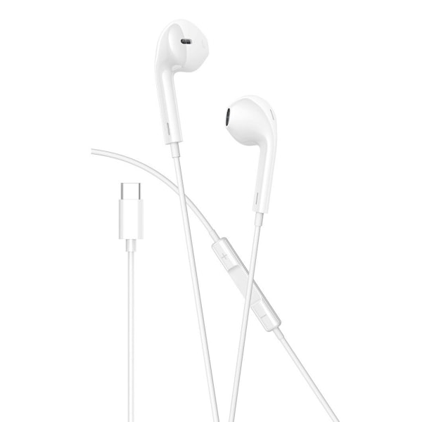 USB-C / TYP-C Kontakt In-Ear Hörlurar med Mikrofon Samsung /Andr J White Vit