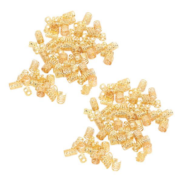 200 stk. Dreadlocks Hårringe Hule Udsøgte Mønstre Legering Hårfletning Smykker Spiraler Guld 0.1