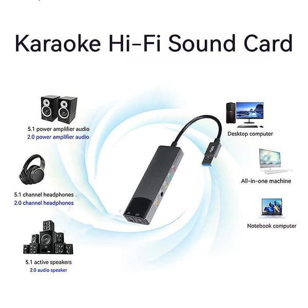 USB Lydkort 7.1 5.1 Kanal Eksternt Lydkort SPDIF Optisk for PC Datamaskin