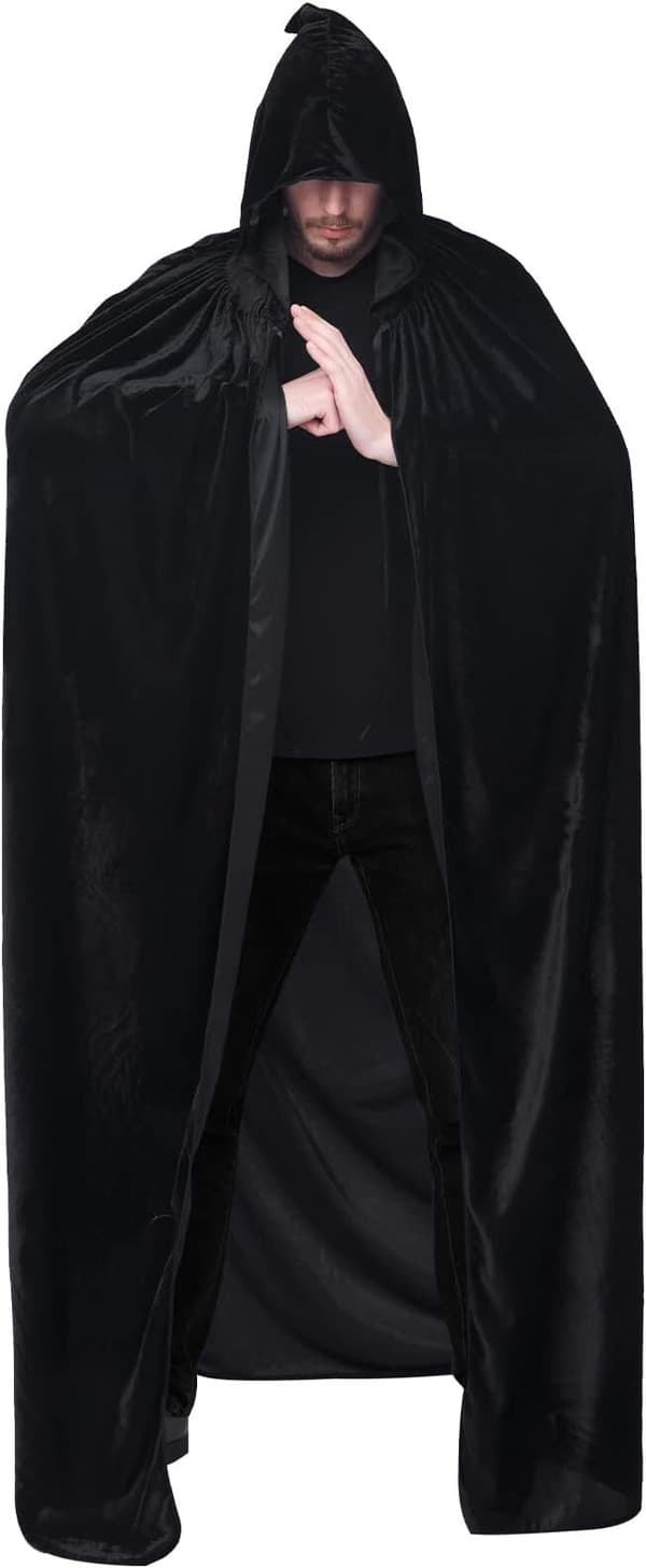 Unisex hettekappe, Halloween-kappe for cosplay svart black 70cm without hat