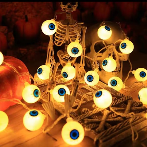 Halloween-dekorasjonslys, 30 LED 16.4Ft Øye-Halloween-lys Batteridrevet Halloween-dekorasjonslys warm white