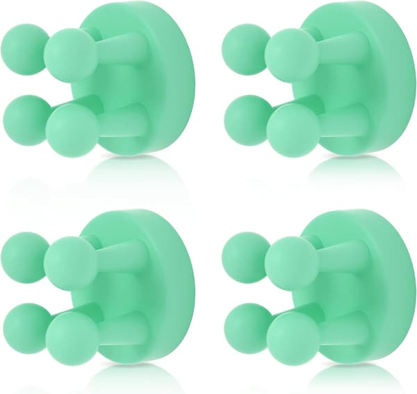4 stk silikon tannbørsteholder multifunksjonell krok vanntett selvklebende veggplugg holder Green