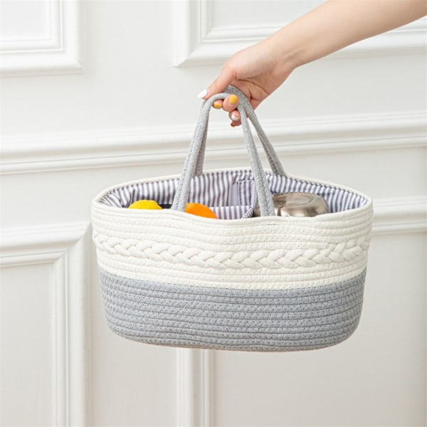 Oppbevaringskurv i tau for baby, bleiebag GR?jx grey