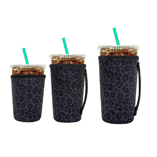 3 stk. assorterede størrelser trykte neopren kopholdere, universelle bundmonterede beskyttelsesovertræk til kaffe- og bubble tea-kopper 11