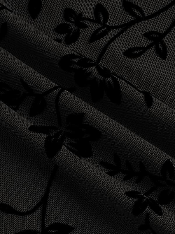 Salatkant Højtaljet Mesh Fishtail Bodycon Lang Nederdel til Kvinder sort black M