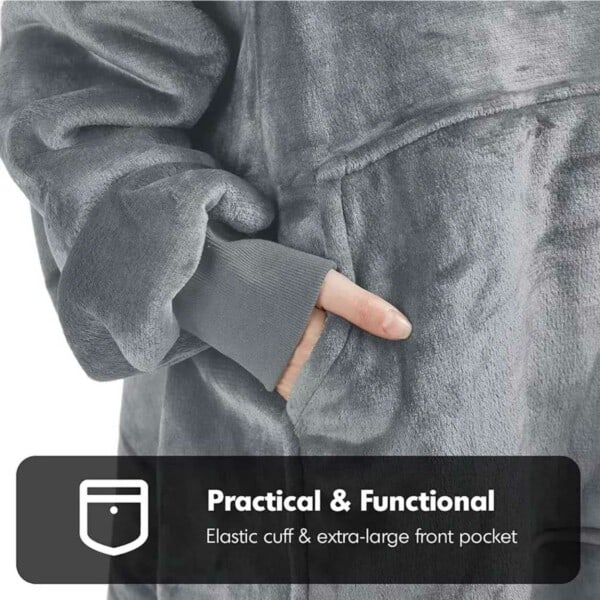 Hoodie Filt Tæppe - Oversize Hoodie Filt Snuggie Sort sort one size black