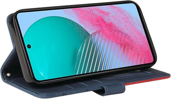 Samsung Fodral Geometriskt, Stötsäkert Plånboksfodral PU-läder med Kortplatser Vikbart Stativ Red S26PLUS