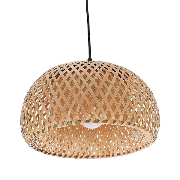Sladdansluten rottinglampa med bambuskärm