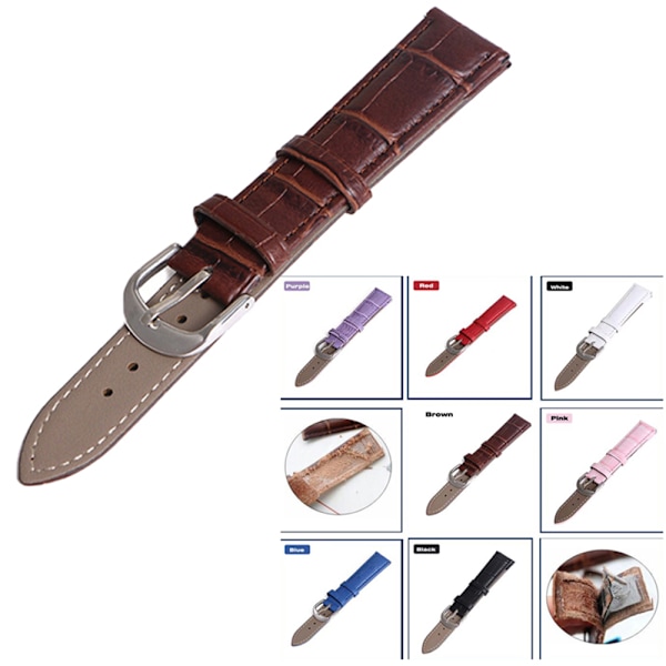 Stilrent Retro Design Klockarmband i PU Läder Brun 16mm Brun