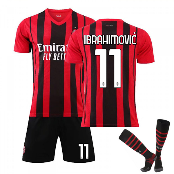 21/22 AC Milan Hjemmetrøje Sæt Børn Voksne Fodboldtrøje Træningstrøje Dragt Nr. 11 IBRAHIMOVIC No.11 IBRAHIMOVIC XXL