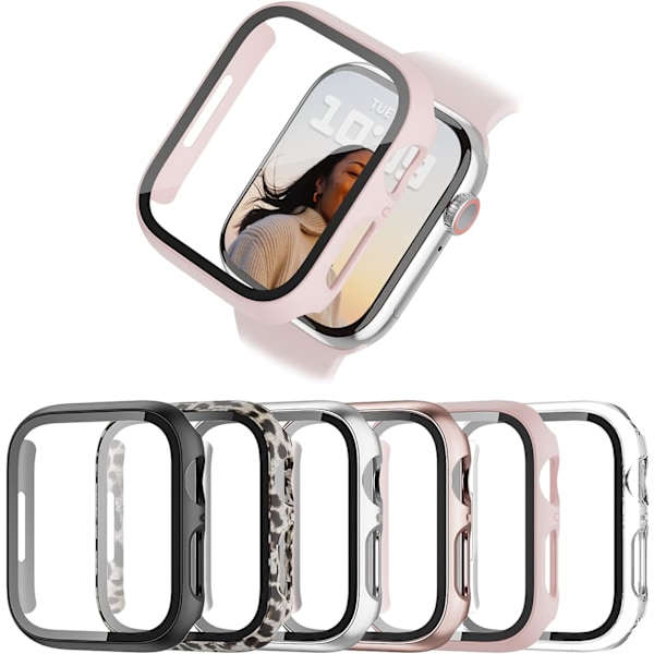 6-pakks etui for Apple Watch Series 3/2/1 38 mm med herdet glass 6-pakks 2 Y 6-Pack 2 38mm