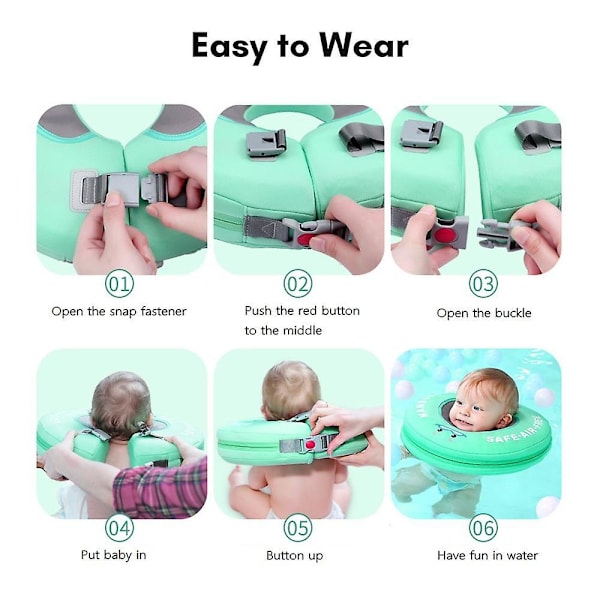 B510 Icke-uppblåsbar baby flytring halsring huvud flytring simring leksaker simtränare för rosa Medium Size for 0-6 Months pink