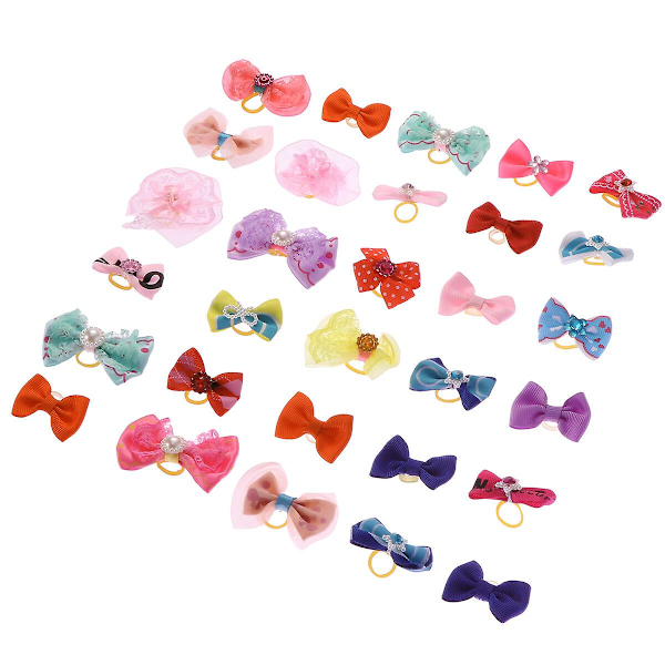 30pcs Toddler Hair Bows Girls Dog Hair Bows Girls Bows Hair Pet Hair Bands 30pcs（Random color and style） sjx