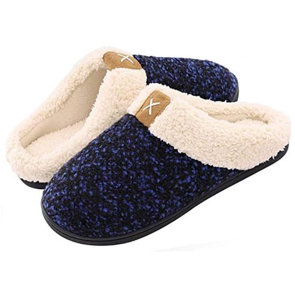Tofflor Herr Dam Vintertofflor Memory Foam Plysch Varma Hemtofflor Halkfria Skor Blue L