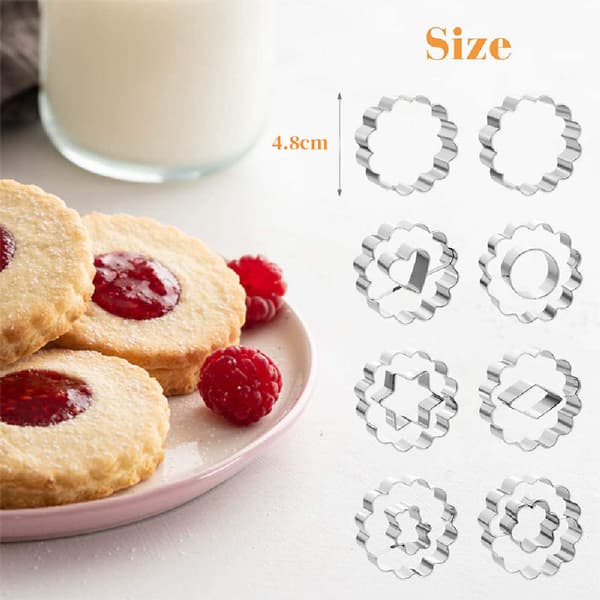 Julekakeformer sett med 8, kakeformer i rustfritt stål, baking