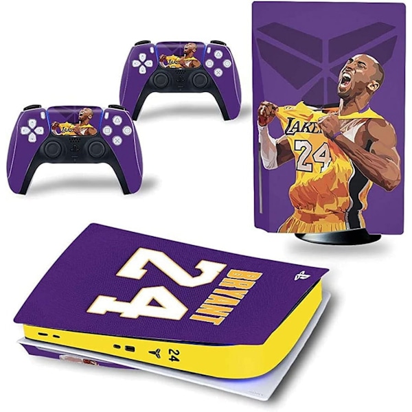 Kobe Bryant Adhesive Skin - Compatible for PS5 - Cover to Customize the Console - Removable Vinyl Film - HD Quality (Disc, Purple & Yellow) sjx