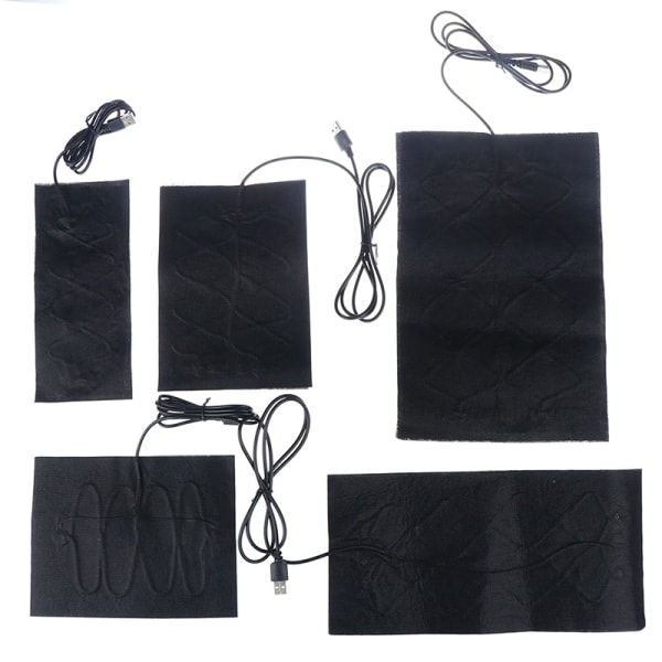 7 Størrelser USB Varme Kulfiber Varmeplade Opvarmet Jakke Vest Sort 10*22cm Sort Black 10*22cm