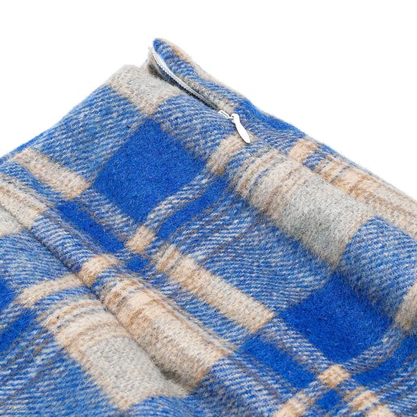 Rutig minikjol med hög midja för kvinnor, blå blue S