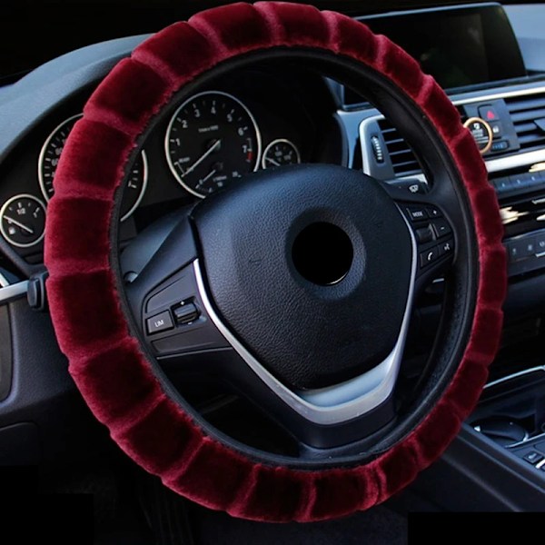 (Beige Keltainen) Lämmin Pehmoinen Funda Volante Coche Ohjauspyörän Päällinen Pehmeä Sisusta Styling Cubre Volante Auto Yleismallin Lisävarusteet Beige yellow