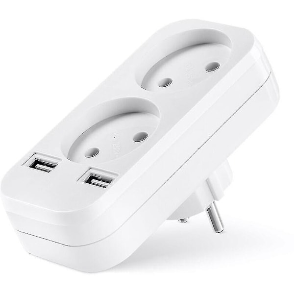 Multi USB-uttak, 4 i 1 skjøteledning USB-lader med 3 AC-utganger 10A, 2500W og 2 USB-porter, elektrisk vegguttak ideelt for soverom hjemmekontor