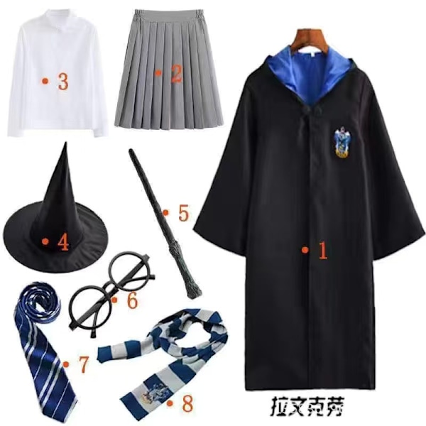 Harry Potter 8-pack Cosplay Set för Vuxna och Barn - Halloween, Jul & Mer XXL Ravenclaw