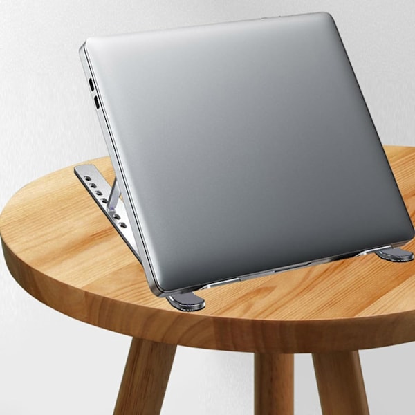 Fällbart Bärbart Laptopställ i Aluminiumlegering med Luftkylande Fläktar, Höjdjusterbar Förvaringshylla