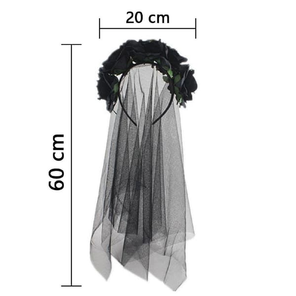 Roseblomstslør Halloween Kostume Hårbånd De Sorte KLB