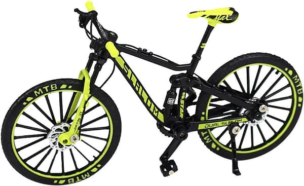 Mini Downhill Mountainbike Legetøj Legering Trykstøbt BMX Finger Cykelmodel til Samlinger (Sort/Grøn)