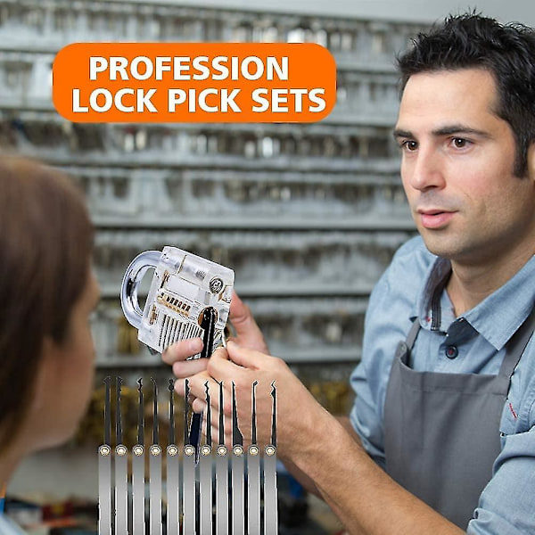 Hem Verktyg Lock Pick Set Professionell med övning plockguide Kortsats Lockpicking Svart handväska för skåp Verktygsväska 20 delar [DB] Y