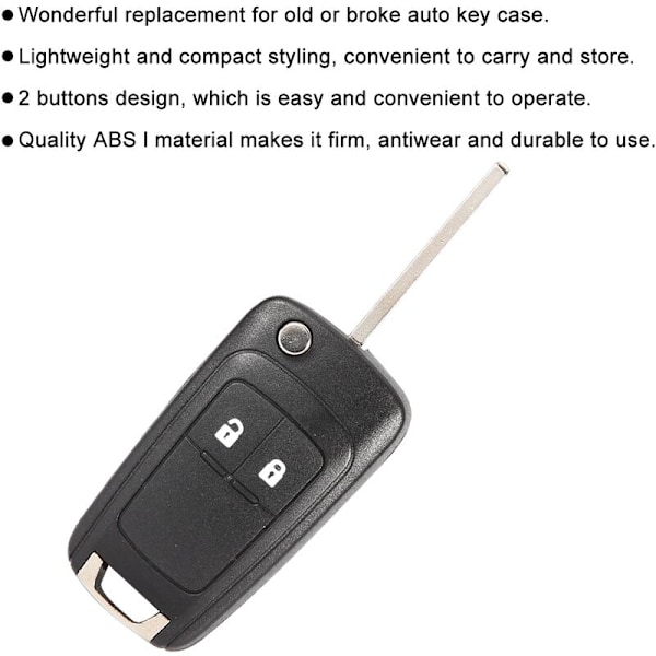 2-knaps sammenklappelig erstatningsfjernbetjenings nøglering etui passer til Vauxhall Opel Astra