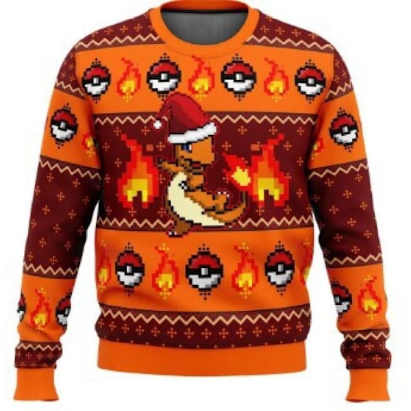 Brann-drage Pikachu Stygg Julgenser Pullover Menn 3D Gensere Topper 3XL Fire Dragon Pikachu