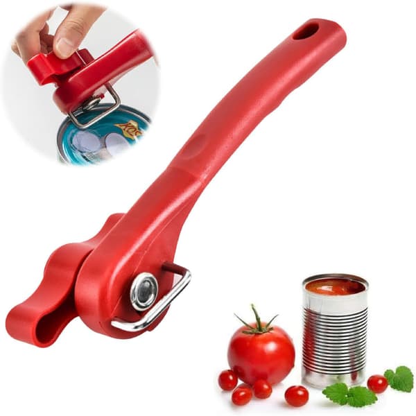 Konservöppnare, säker manuell konservöppnare, ergonomisk halkfri design, 2 i 1