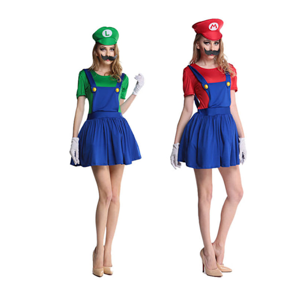 Super Costume Brothers Cosplay Kostume Fancy Dress Outfit Halloween Karneval Kostume Unisex Mænd Kvinder Voksne Børn Teenagere Adult female red L