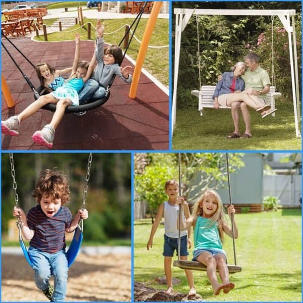 4 stk. trægyngestrop med 4 D-ringe til have/gynge/gynge