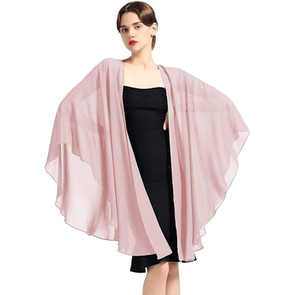 Chiffonsjal Stola Bolero Dame til Aftenkjole Festlig Bryllup White