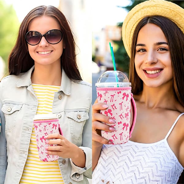 3 stk. assorterede størrelser trykte neopren kopholdere, universelle bundmonterede beskyttelsesovertræk til kaffe- og bubble tea-kopper 2