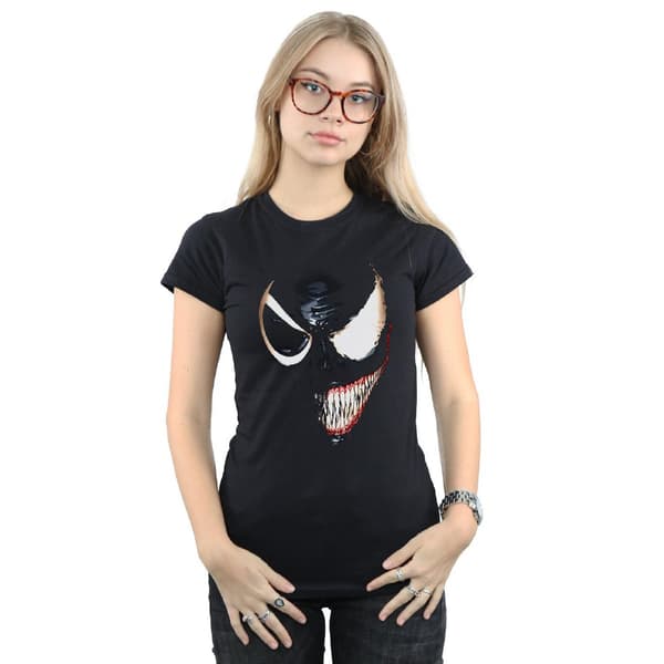 Marvel Dame Venom Split Face Bomulds T-shirt S Sort Black S