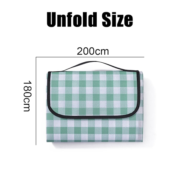 Bärbar picknickfilt Extra Large Outdoor Sandproof Waterpro grön fyrkantig y green square 180*200cm