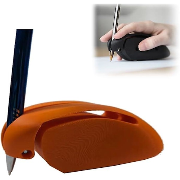Kirjoitus- ja piirustusapuvälineet, kirjoitusapu kynänpidike Parkinsonin potilaille, ergonomiset kynäotteet orange