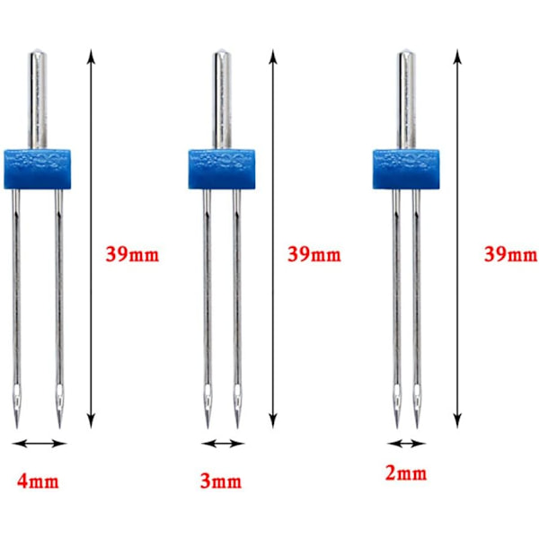 6 stycken tvillingnålar, W6 nålar universal, tvillingnålar, dubbelnål h