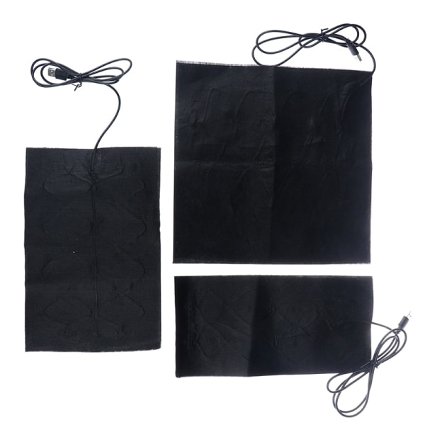 7 Størrelser USB Varme Kulfiber Opvarmede Puder Opvarmet Jakke Vest Sort 15*20cm Sort Black 15*20cm