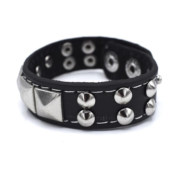 Sort armbånd med runde og pyramide nitter Svart Black