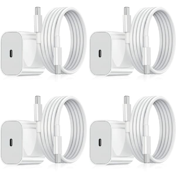 Oplader til Samsung - Hurtigoplader 25W USB-C - Adapter+Kabel 2m Hvid 4-Pack Samsung 25W