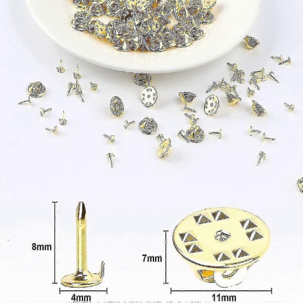 120 par sommerfugleforbindere til 8 mm tomme nåle, håndværksartikler (sølv) Gold