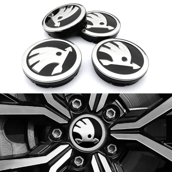 4-pak - Skoda Centerkapsler / Hjulkapselmærker - Bil 65 mm